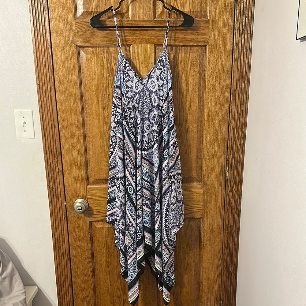 Vibrant Patterned Spaghetti Strap Dress (Express)